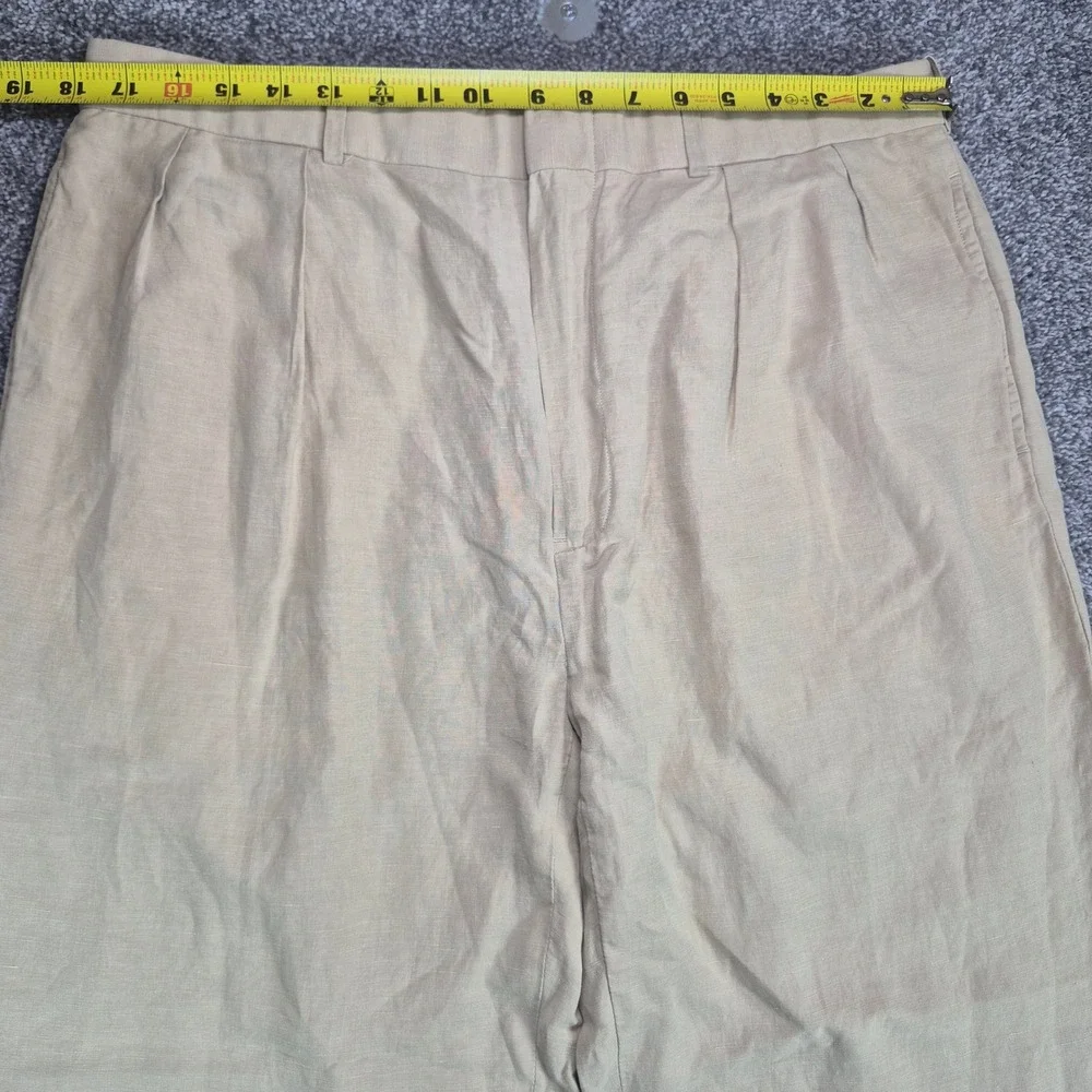 Polo Ralph Lauren Linen Silk Pleated Pants Mens 36 Beige Tan Vintage